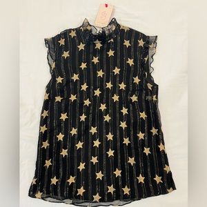 Julie Brown Juliana Black Sparkle Star Top
